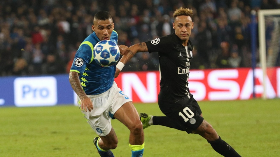 Mecz SSC Napoli - Paris Saint Germain (1:1) w 4. kolejce piłkarskiej Ligi Mistrzów 2018/2019. Fot. PAP/EPA/CESARE ABBATE